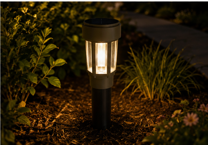 Decorative Clear Glass LED Solar Landscape Light with Riser – Olive Brown