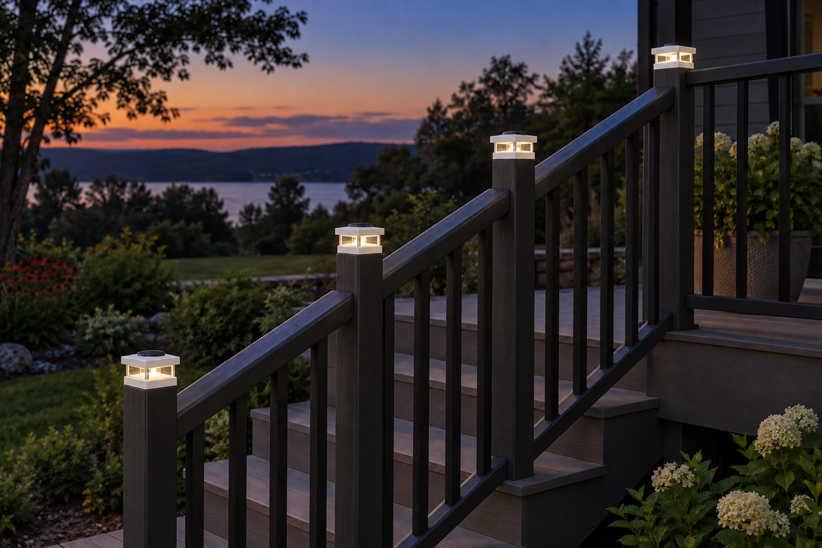 Square Column 4.5-Inch Low-Profile Roof Solar Post Cap Mood Light – White