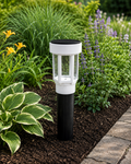 Decorative Clear Glass LED Solar Landscape Light with Riser – White