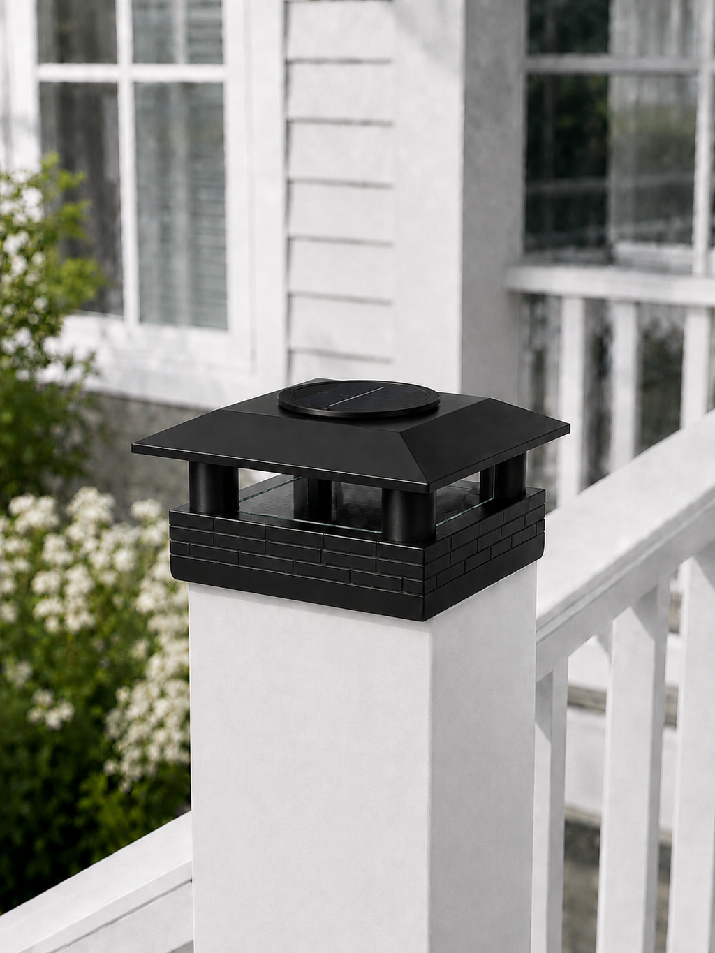 Round Column 4.5-Inch Low-Profile Roof Solar Post Cap Mood Light – Black