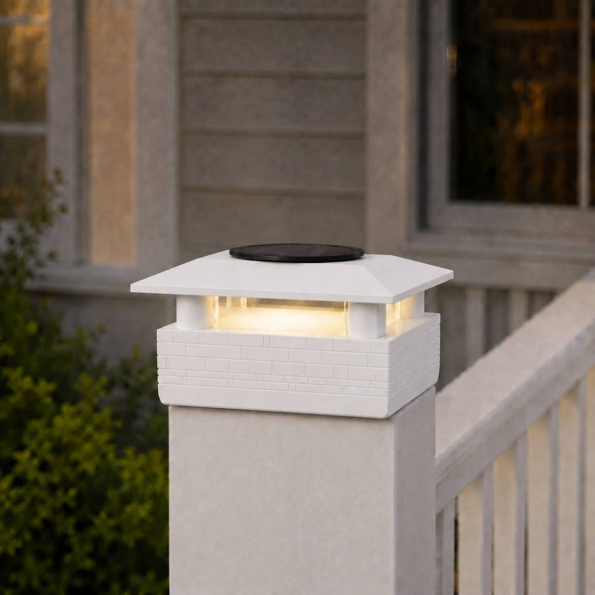 Round Column 4.5-Inch Low-Profile Roof Solar Post Cap Mood Light – White