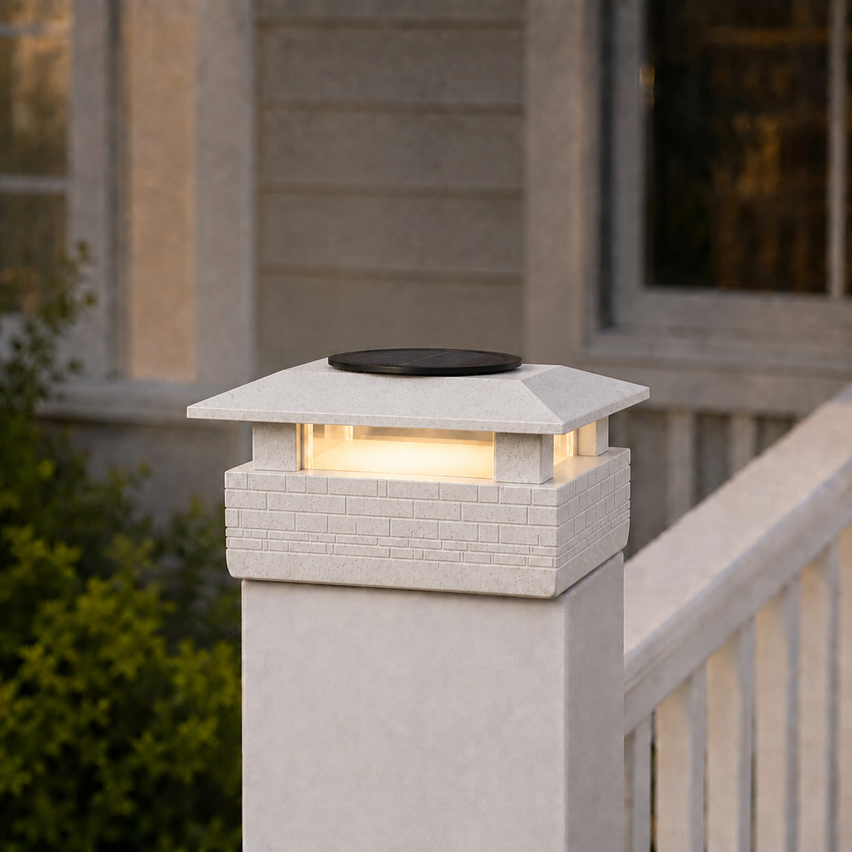 Square Column 4.5-Inch Low-Profile Roof Solar Post Cap Mood Light – Marble