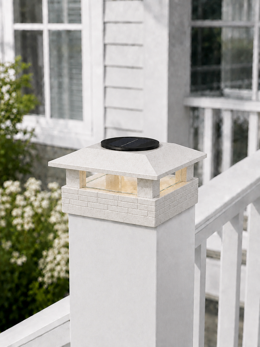 Square Column 4.5-Inch Low-Profile Roof Solar Post Cap Mood Light – Marble