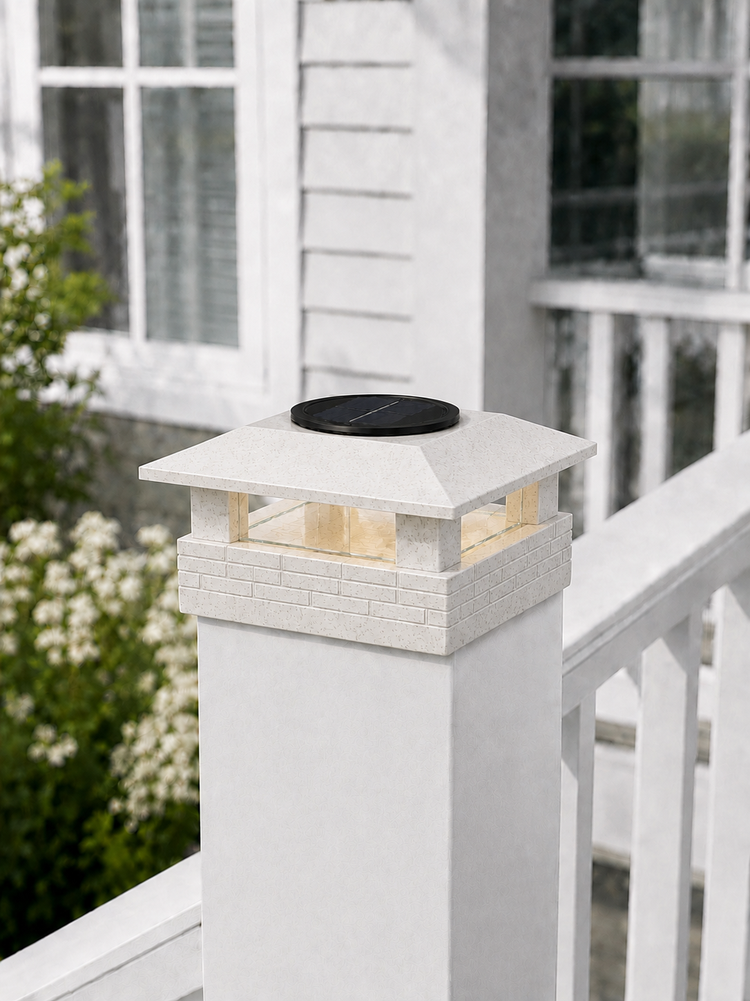 Square Column 4.5-Inch Low-Profile Roof Solar Post Cap Mood Light – Marble