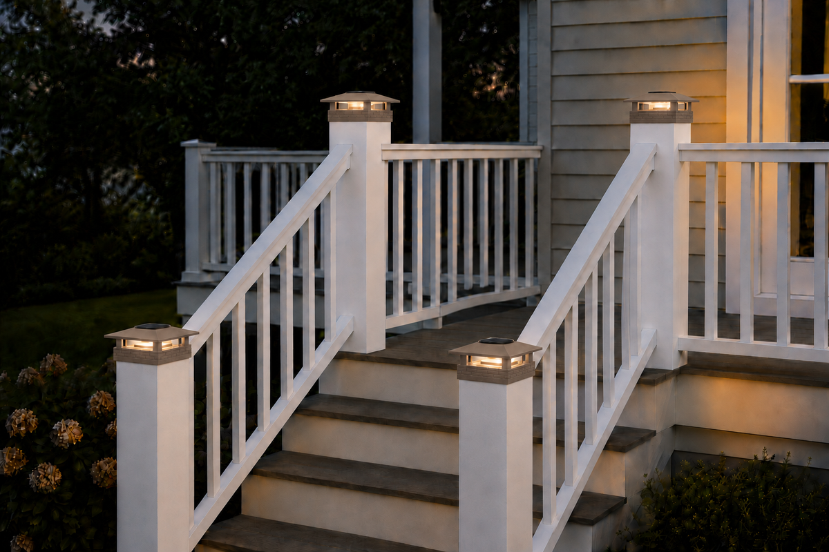 Square Column 4.5-Inch Low-Profile Roof Solar Post Cap Mood Light – Olive Brown