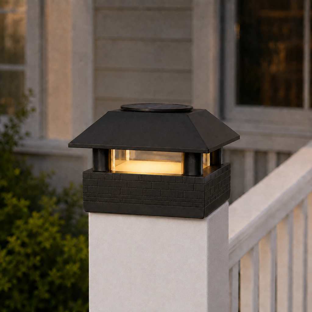 Round Column 4.5-Inch High-Profile Roof Solar Post Cap Mood Light – Black