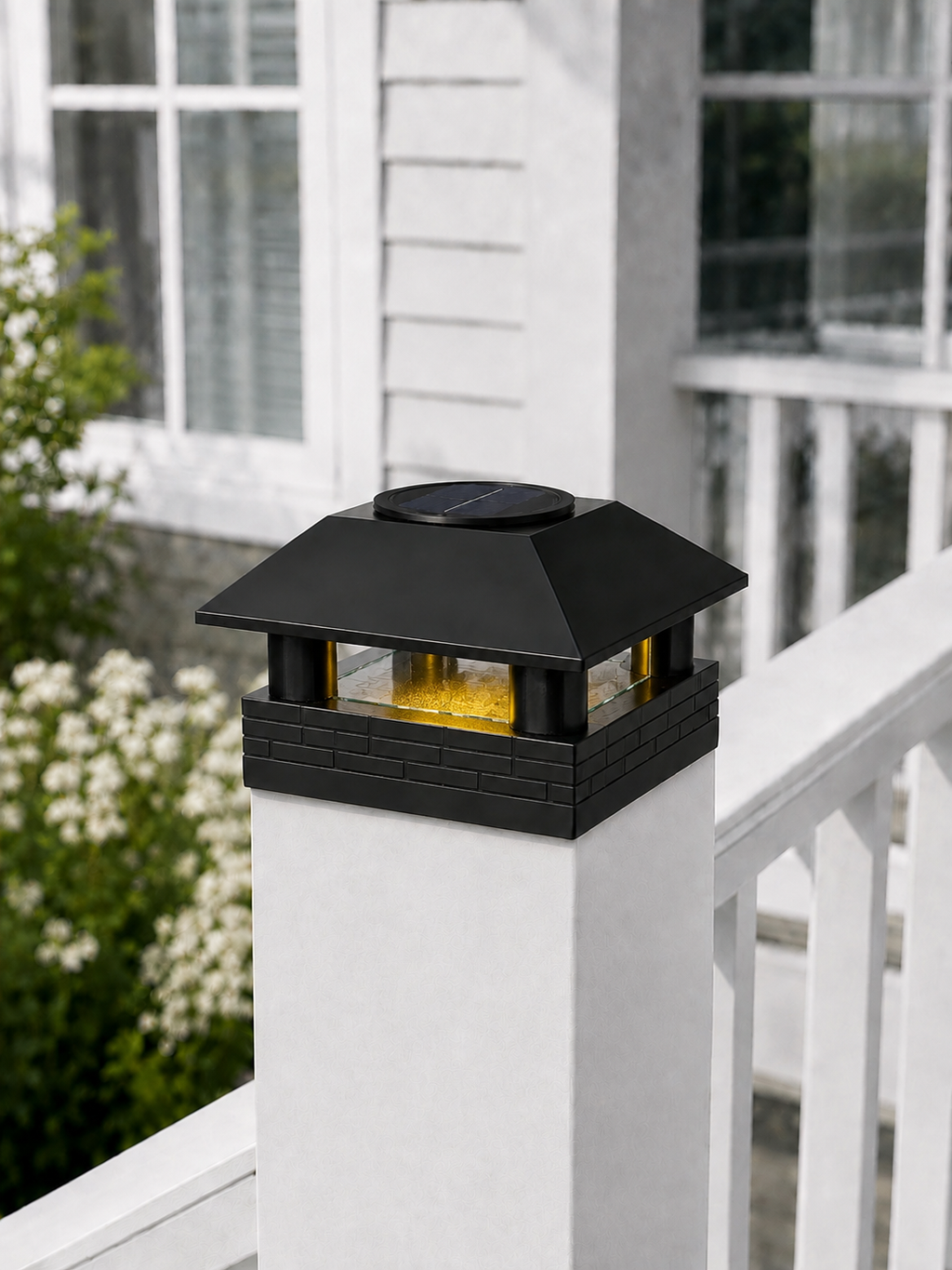 Round Column 4.5-Inch High-Profile Roof Solar Post Cap Mood Light – Black
