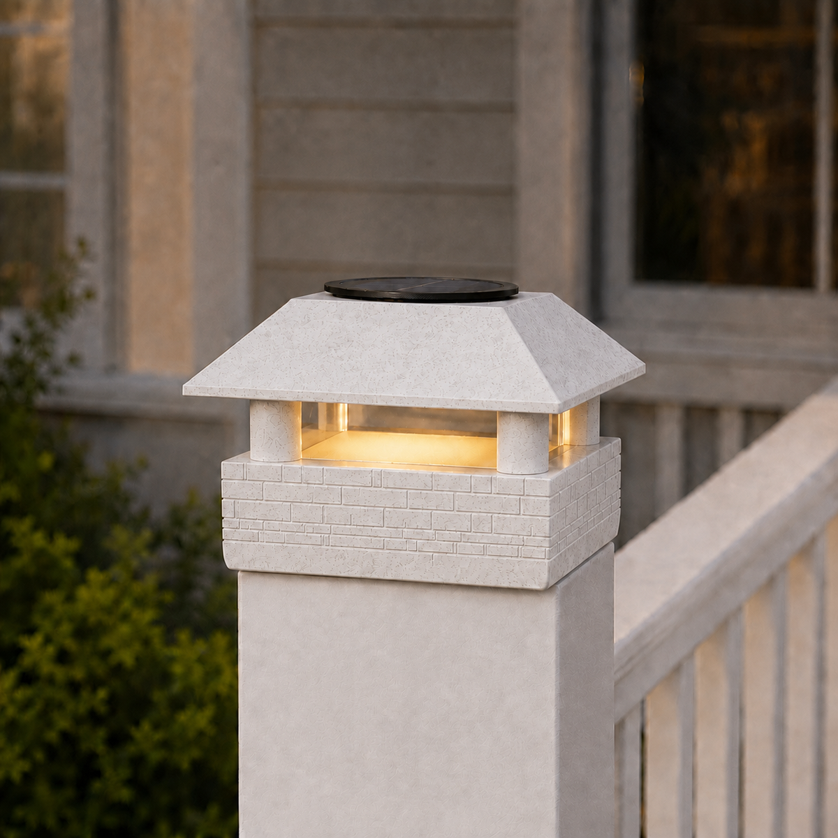 Round Column 4.5-Inch High-Profile Roof Solar Post Cap Mood Light – Marble