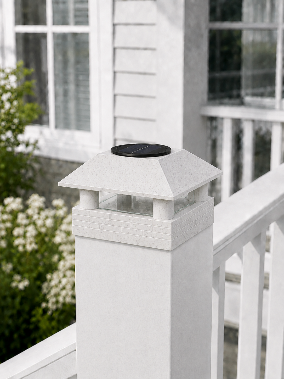 Round Column 4.5-Inch High-Profile Roof Solar Post Cap Mood Light – Marble
