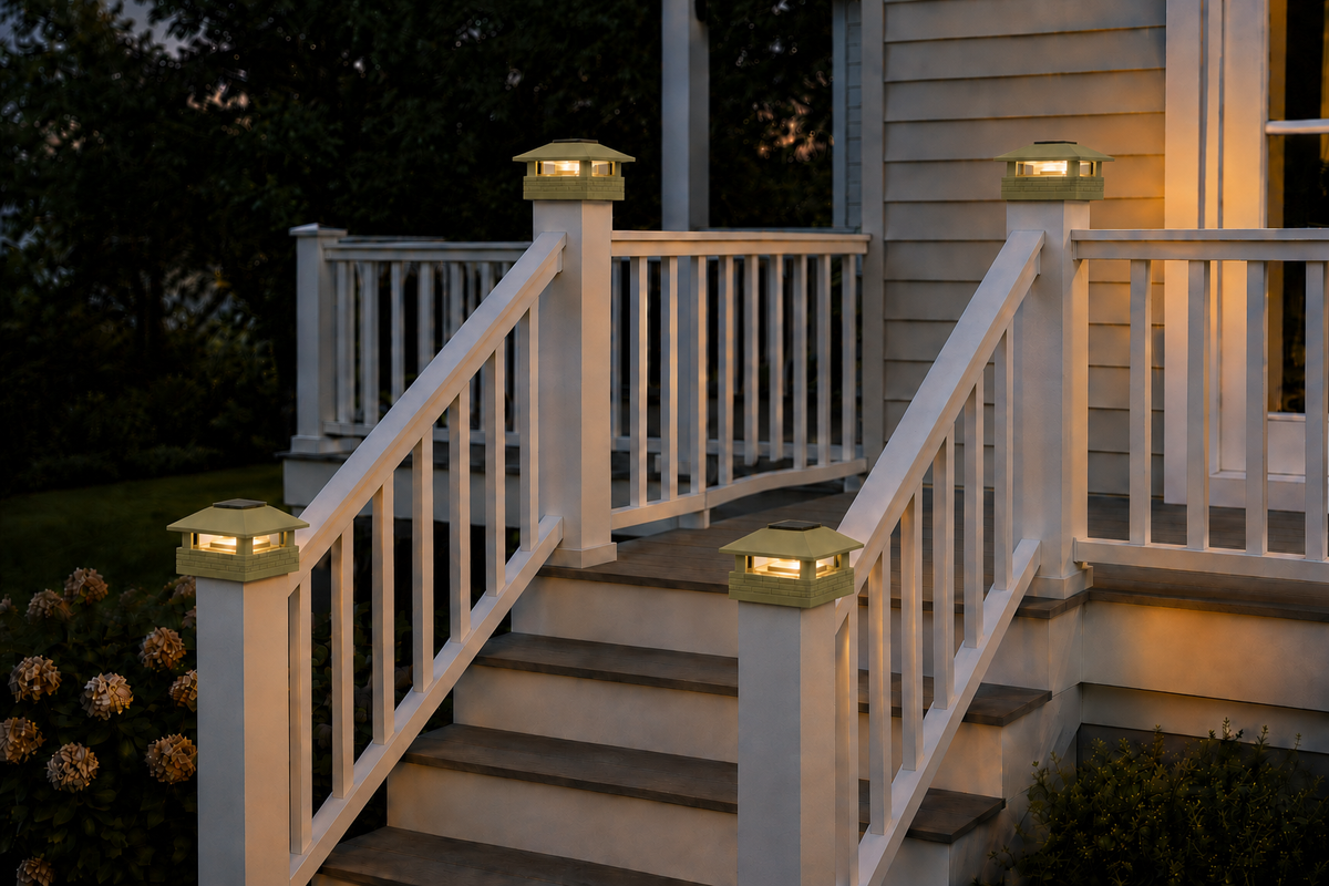 Round Column 4.5-Inch High-Profile Roof Solar Post Cap Mood Light – Natural Green