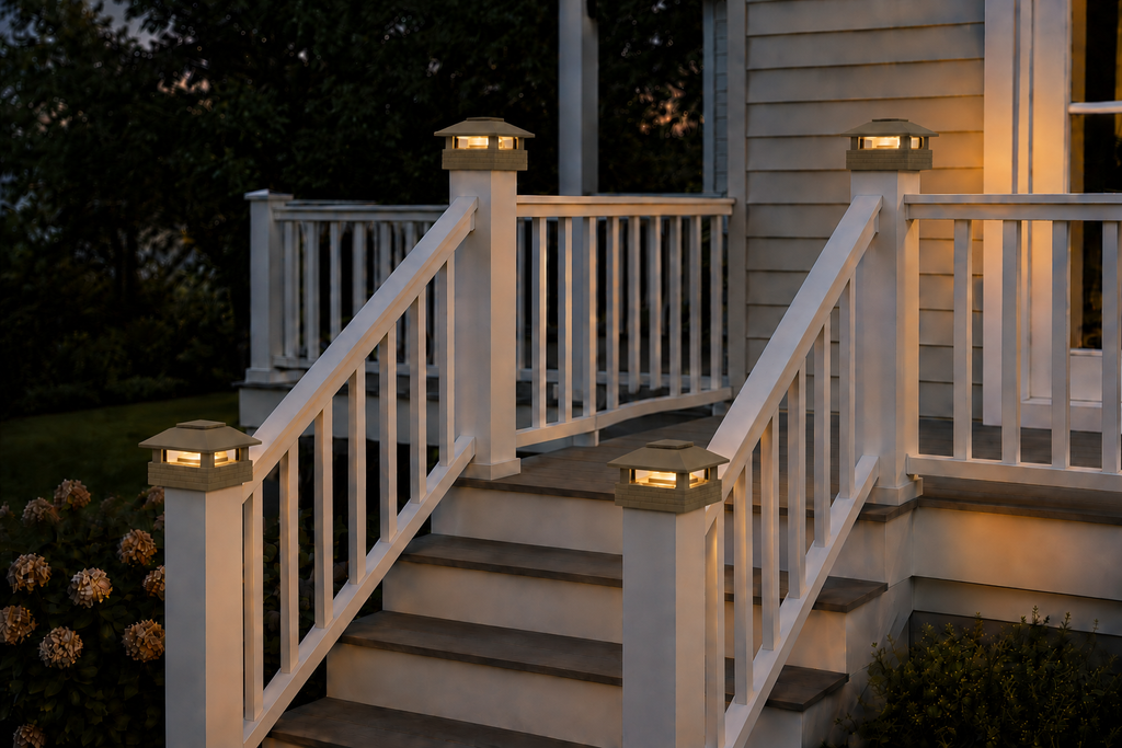Round Column 4.5-Inch High-Profile Roof Solar Post Cap Mood Light – Olive Brown