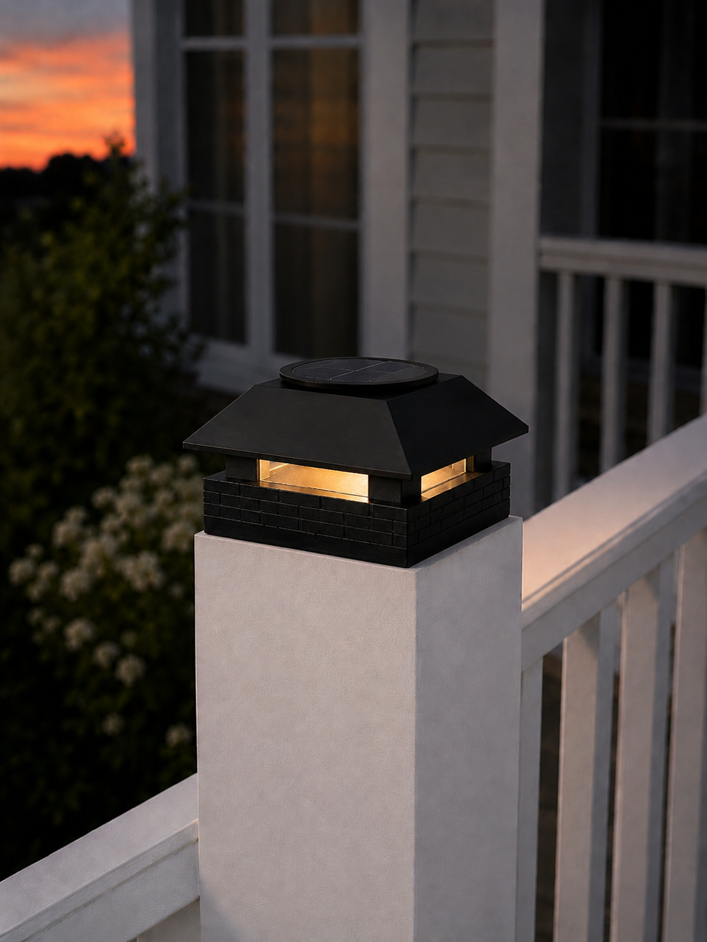 Square Column 4.5-Inch High-Profile Roof Solar Post Cap Mood Light – Black