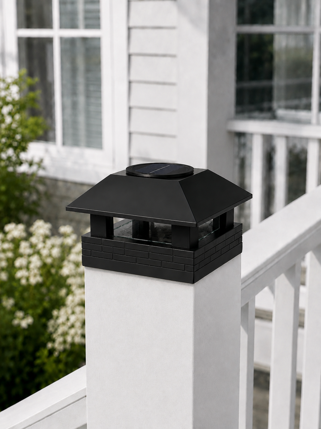 Square Column 4.5-Inch High-Profile Roof Solar Post Cap Mood Light – Black