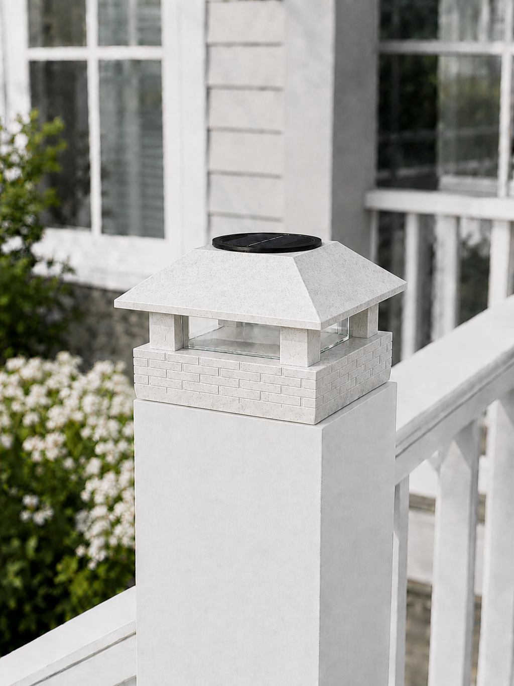 Square Column 4.5-Inch High-Profile Roof Solar Post Cap Mood Light – Marble