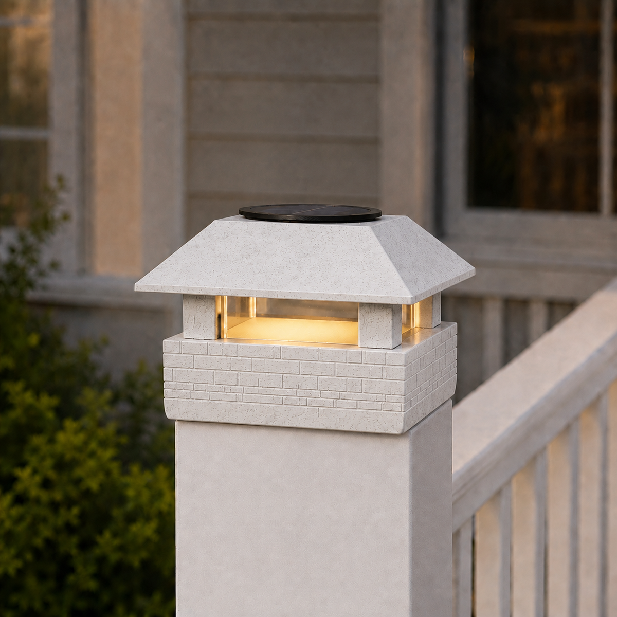 Square Column 4.5-Inch High-Profile Roof Solar Post Cap Mood Light – Marble