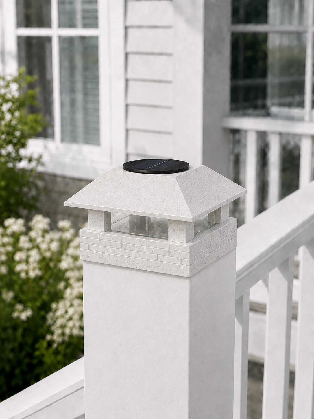 Square Column 4.5-Inch High-Profile Roof Solar Post Cap Mood Light – Marble