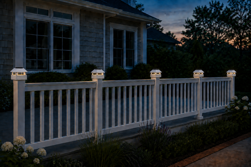 Square Column 4.5-Inch High-Profile Roof Solar Post Cap Mood Light – Marble