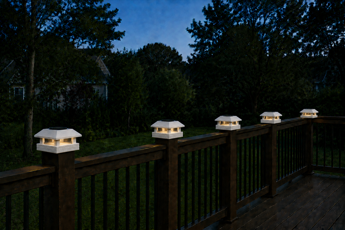 Square Column 4.5-Inch High-Profile Roof Solar Post Cap Mood Light – Marble