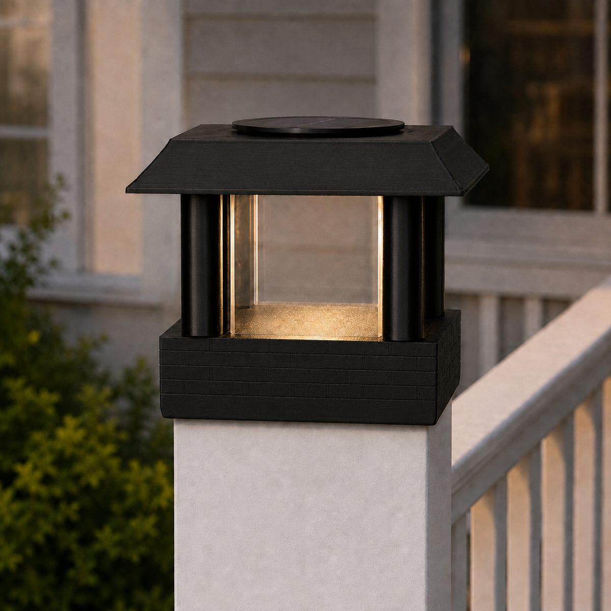 Round Column 4.5-Inch Low-Profile Roof Solar Post Cap Light – Black
