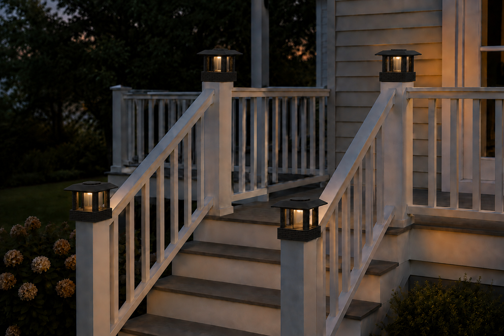 Round Column 4.5-Inch Low-Profile Roof Solar Post Cap Light – Black