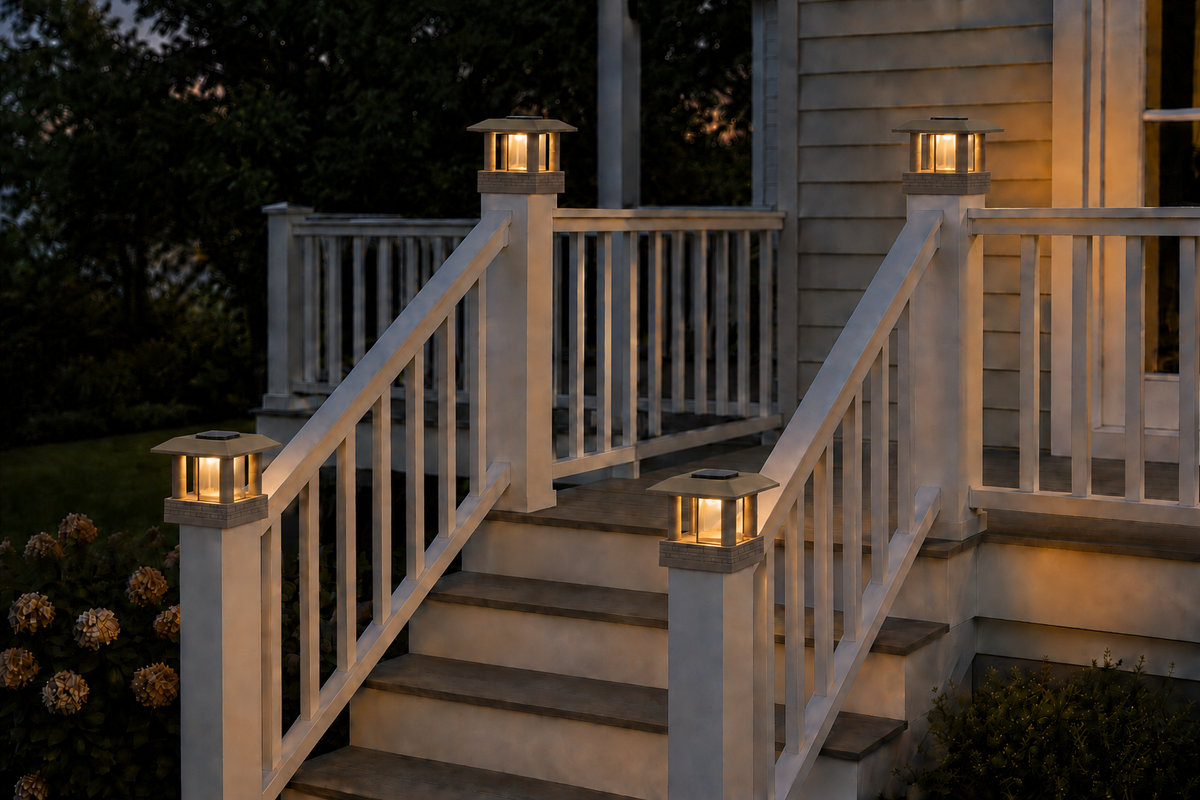 Round Column 4.5-Inch Low-Profile Roof Solar Post Cap Light – Olive Brown