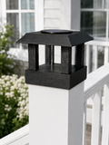 Square Leaf 4.5-Inch Low-Profile Roof Solar Post Cap Light – Black