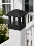 Round Leaf Column 4.5-Inch High-Profile Roof Solar Post Cap Light – Black