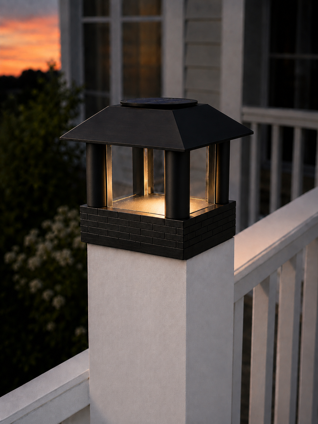 Round Smooth Column 4.5-Inch High-Profile Roof Solar Post Cap Light – Black