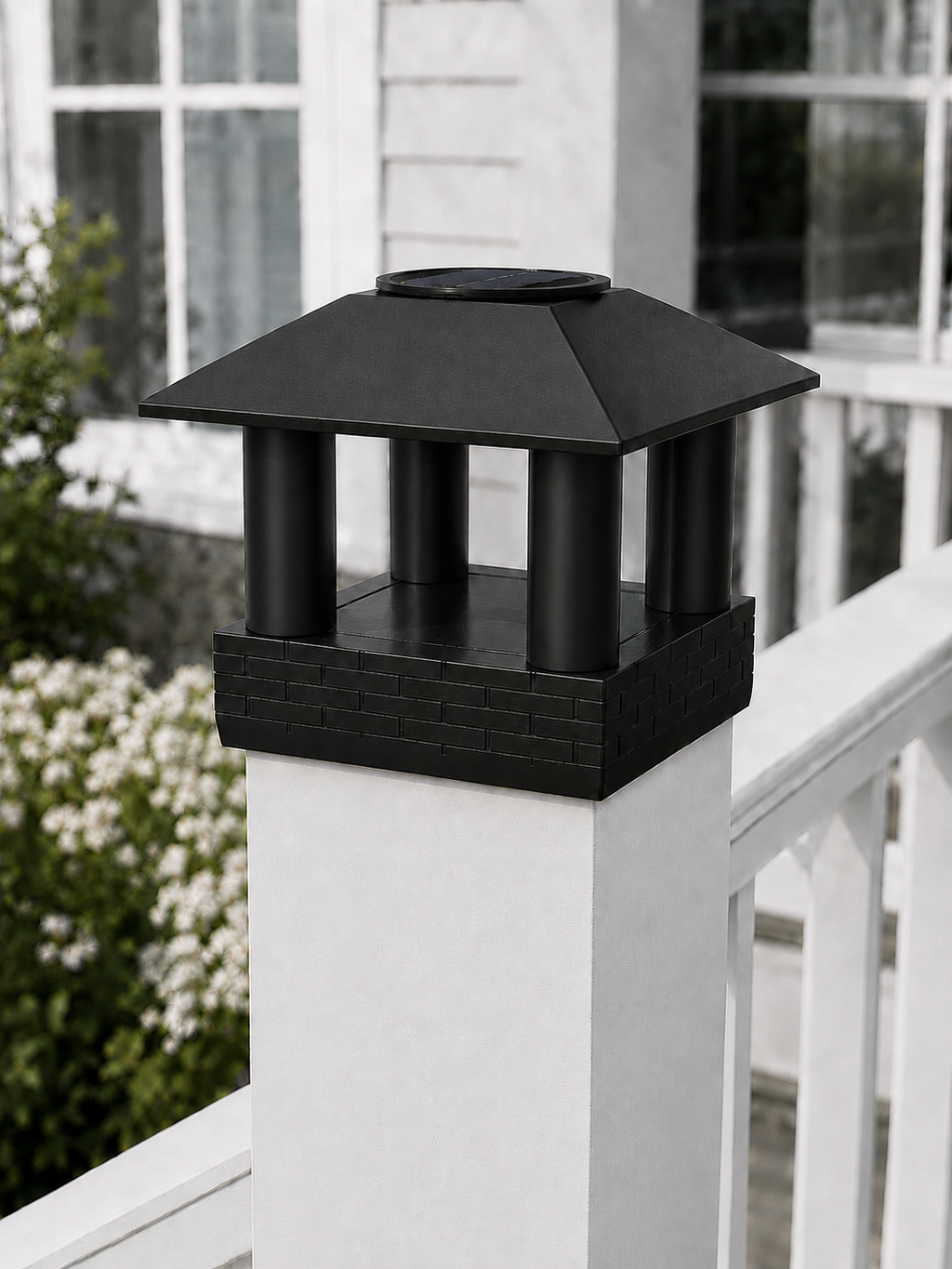 Round Smooth Column 4.5-Inch High-Profile Roof Solar Post Cap Light – Black