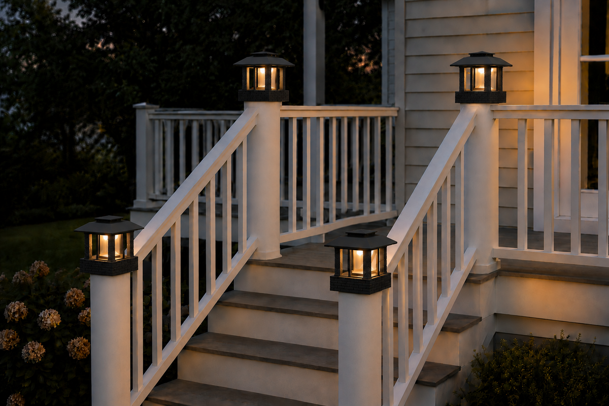Round Smooth Column 4.5-Inch High-Profile Roof Solar Post Cap Light – Black