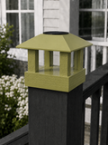 Square Leaf 4.5-Inch High-Profile Roof Solar Post Cap Light – Natural Green