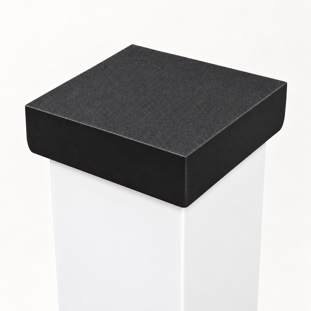 Black plain post cap showing top and side detail