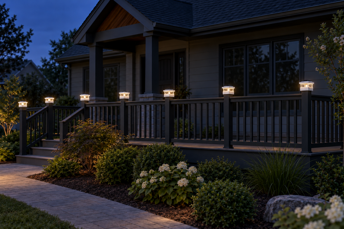 Square Column 4.5-Inch Low-Profile Roof Solar Post Cap Mood Light – White