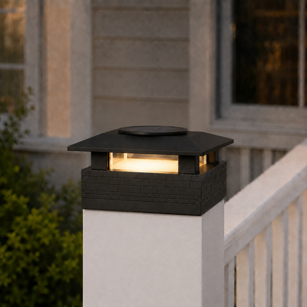 Square Column 4.5-Inch Low-Profile Roof Solar Post Cap Mood Light – Black