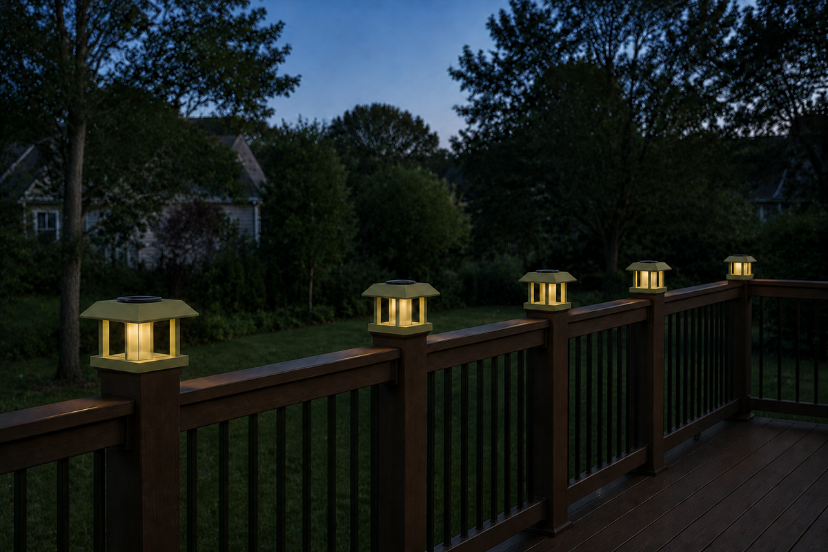 Classic Square 4.5-Inch Low-Profile Roof Solar Post Cap Light – Natural Green