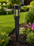 Decorative Clear Glass LED Solar Landscape Light with Riser – Black