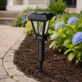 6 inch riser Lantern with Clear Glass LED Bulb Solar Landscape Light – Black