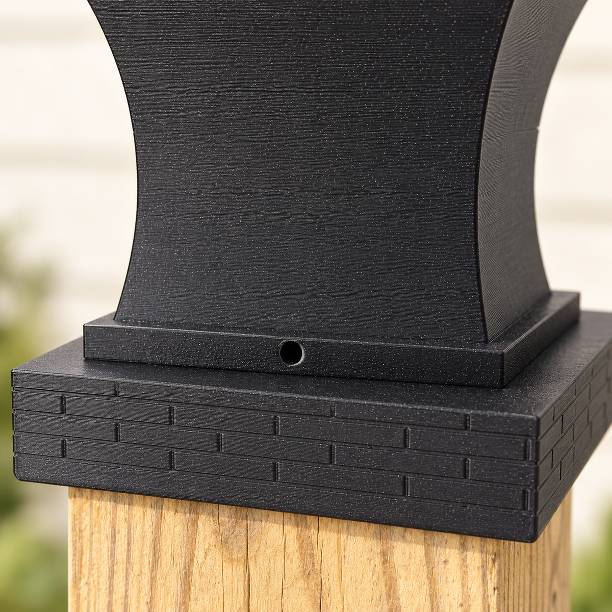 6x6 Post Cap Planter – Black – Brick Base 5.5x5.5 Post Size
