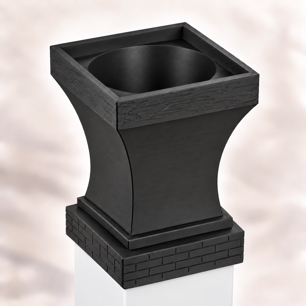 4x4 Post Cap Planter – Black – Brick Base