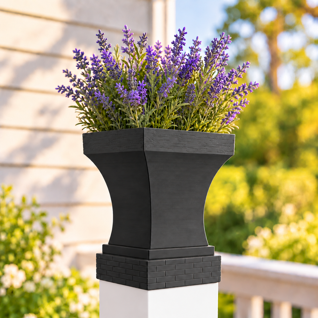 4x4 Post Cap Planter – Black – Brick Base