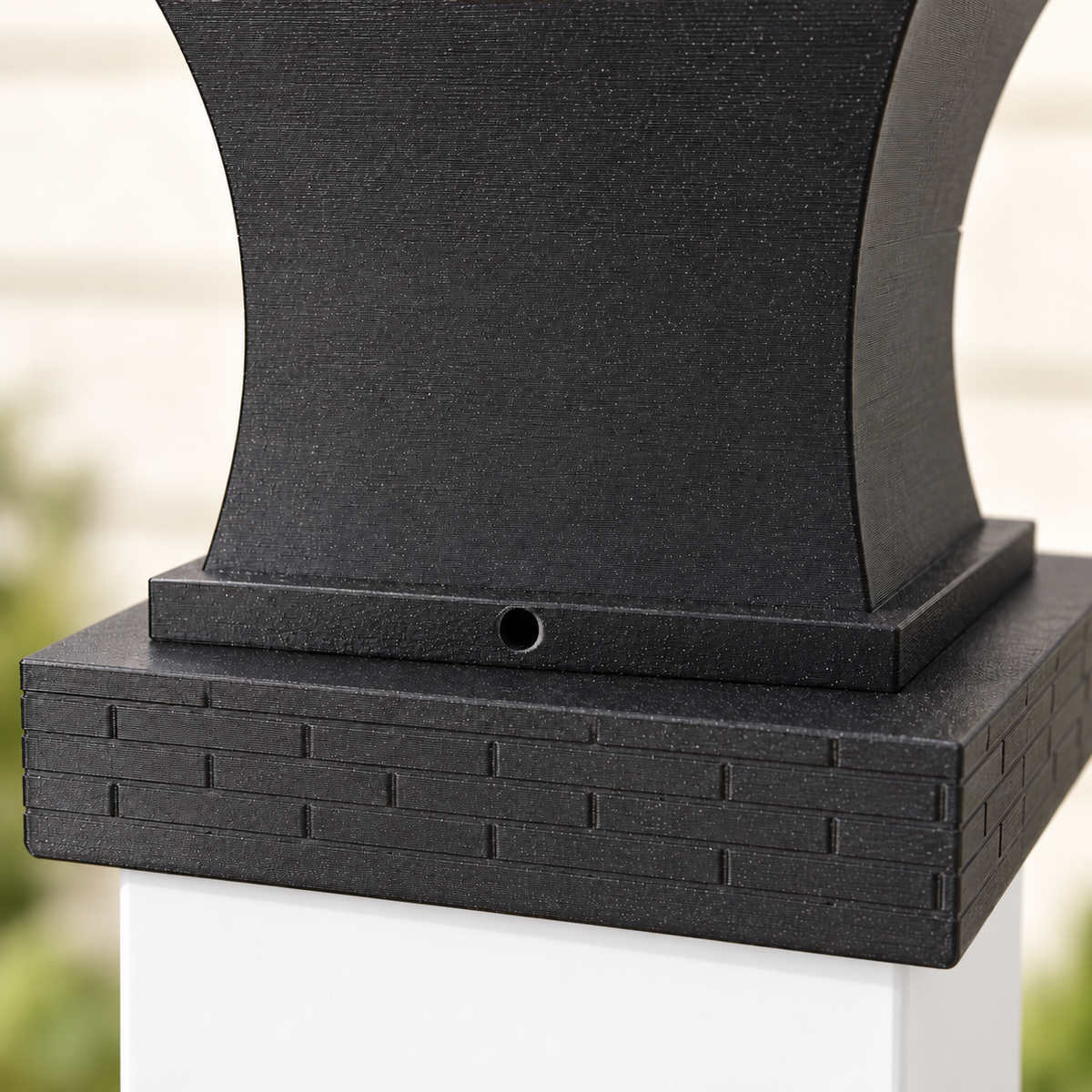 6x6 Post Cap Planter – Black – Brick Base 6x6 Post Size