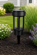 Decorative Clear Glass LED Solar Landscape Light – Black