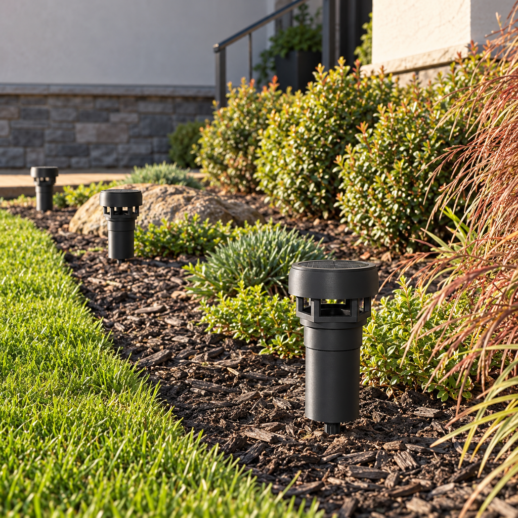 Decorative Solar LED Landscape Light with 3-Inch Riser – Black