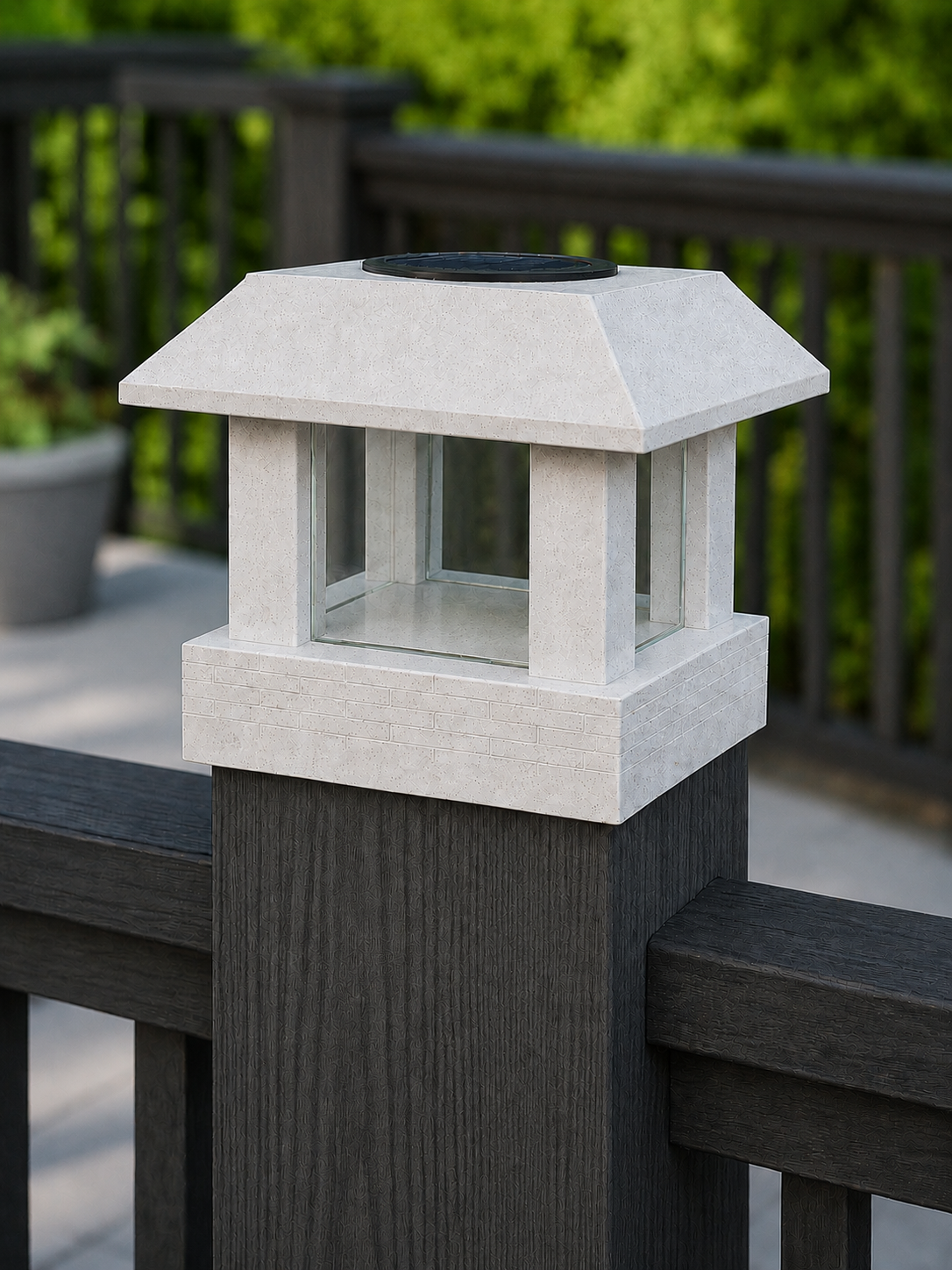 Classic Square 4.5-Inch Solar Post Cap Light – Marble