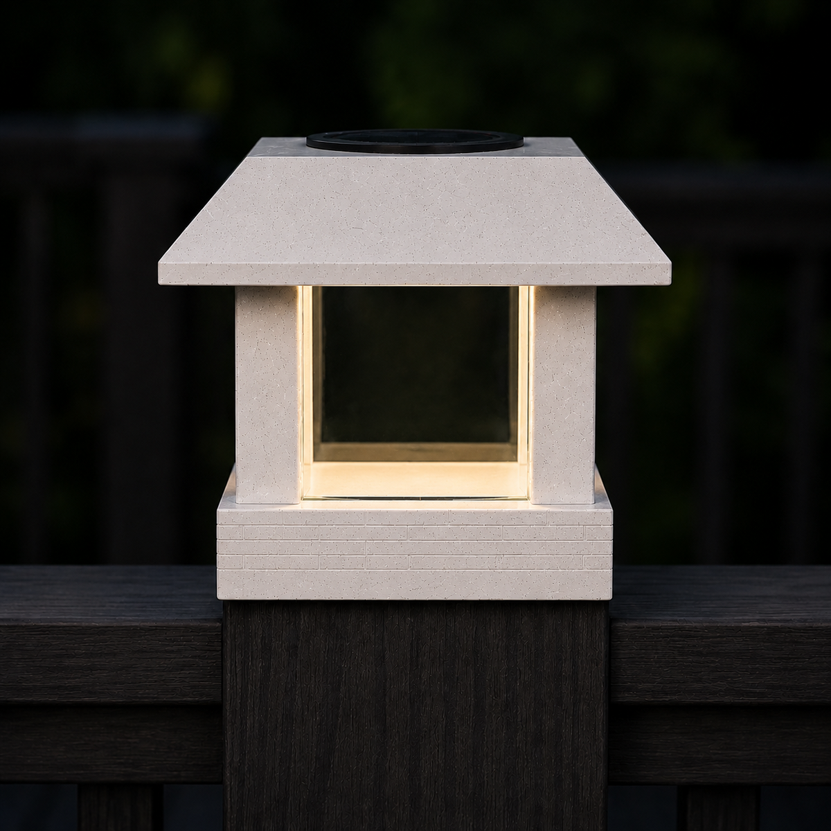 Classic Square 4.5-Inch Solar Post Cap Light – Marble