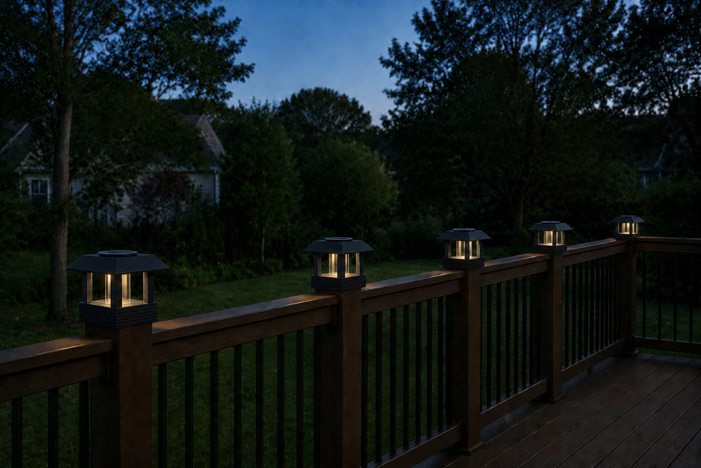 Square Leaf 4.5-Inch Low-Profile Roof Solar Post Cap Light – Black