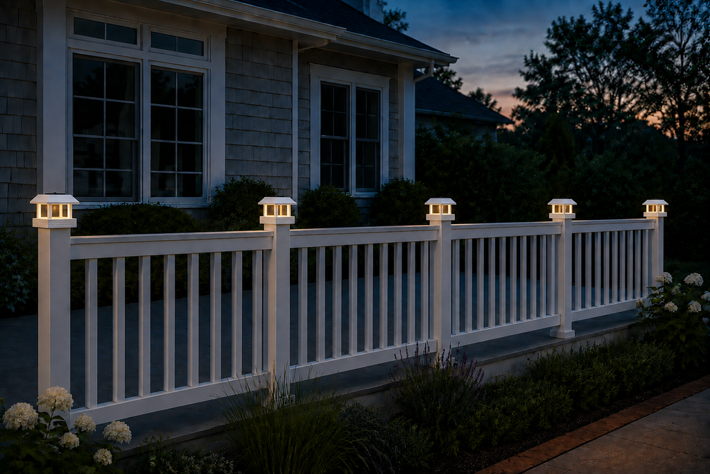 Square Leaf 4.5-Inch Low-Profile Roof Solar Post Cap Light – White
