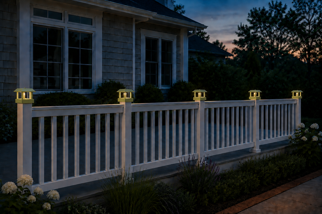 Square Leaf 4.5-Inch Low-Profile Roof Solar Post Cap Light – Natural Green
