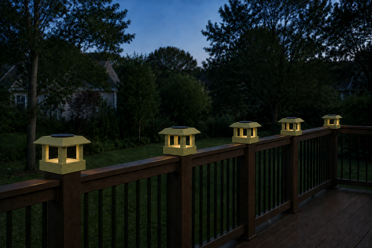 Square Leaf 4.5-Inch Low-Profile Roof Solar Post Cap Light – Natural Green