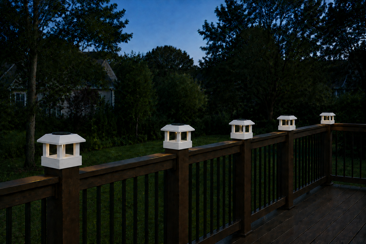 Classic Square 4.5-Inch Solar Post Cap Light – White